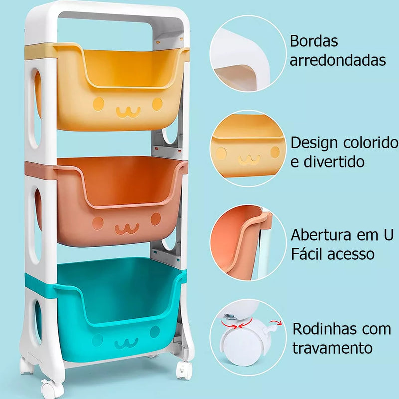 [40%OFF SÓ HOJE] Organizador De Brinquedos Com Gavetas Baú Multiuso
