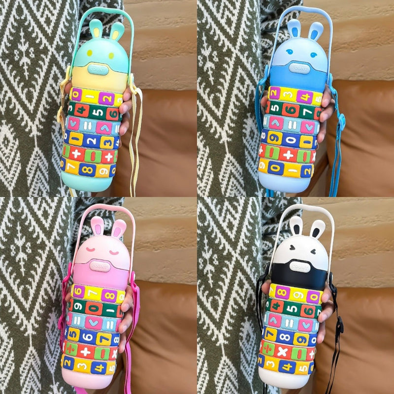 Garrafa Infantil Tabuada de Água 520ml c/ Canudo de Silicone