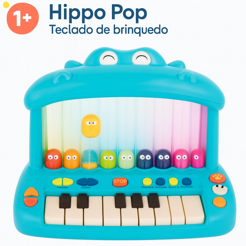 🎹 HippoPop™ MusicPlay – Teclado Interativo com Bolinhas Saltitantes + BRINDE EXCLUSIVO! 🐵