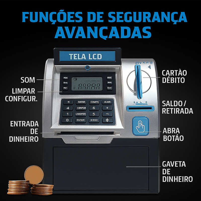 🏦 [PRONTA-ENTREGA] COFRINHO TECHBANK™ – ATM Infantil com Som e Luz 🎁