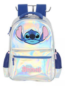 Kit Mochila com Lancheira e Estojo Stitch Prata Holografica
