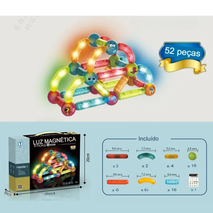 [⚠️SO HOJE: GANHE O DOBRO DE PEÇAS⚠️] MagniGlow: Bastões Magnéticos que Brilham!