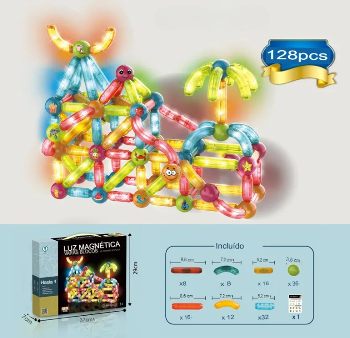 [⚠️SO HOJE: GANHE O DOBRO DE PEÇAS⚠️] MagniGlow: Bastões Magnéticos que Brilham!
