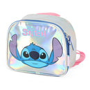 Kit Mochila com Lancheira e Estojo Stitch Prata Holografica