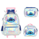 Kit Mochila com Lancheira e Estojo Stitch Prata Holografica